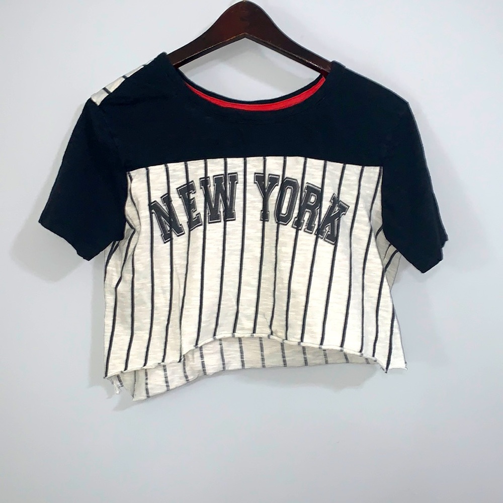 Rue21 New York lightweight stretch cotton polyester stripes S crop top
